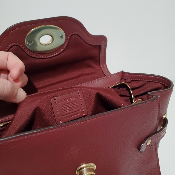 Coach Blake Flap Carryall Wine Crossbody Bag - Picture 10 of 12